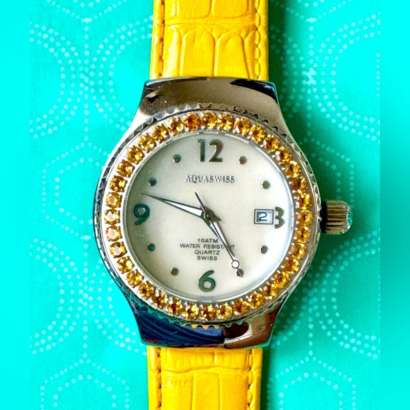 AquaSwiss Watch Swiss Quartz Movement with Yellow Citrines - Picture 2 of 9